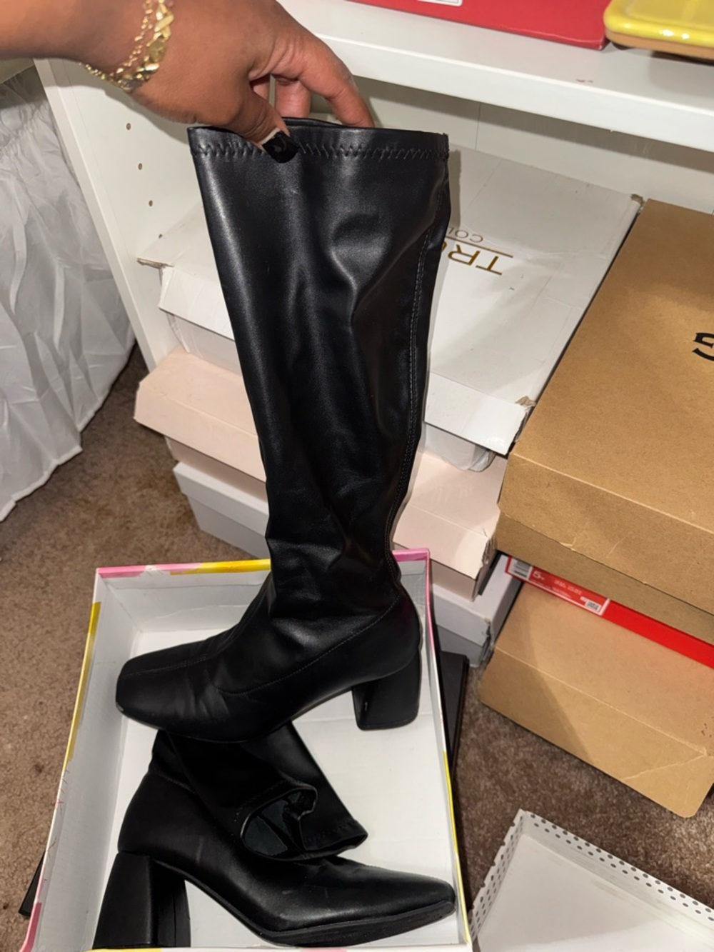 Women’s Black Knee-High Block Heel Boots